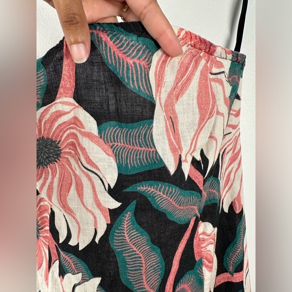 Anthropologie Grace Gillespie Strapless Floral Brunch Linen Midi Dress Sz M - Picture 6 of 9